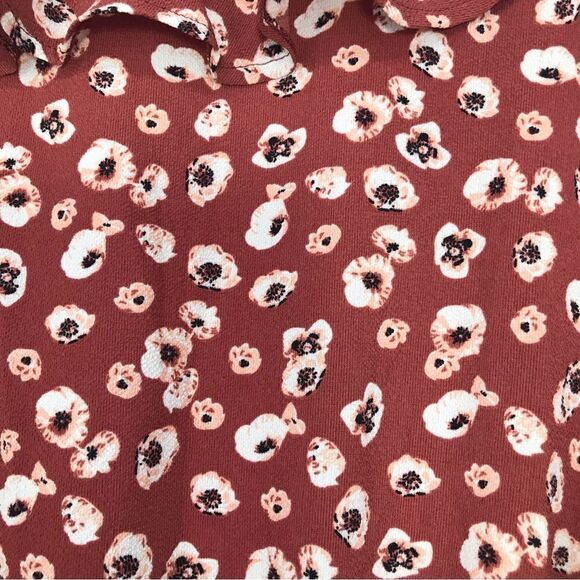 Charming Charlie Burnt Orange Ruffled Wrap Front Autumn Crop Blouse NEW - Picture 12 of 14